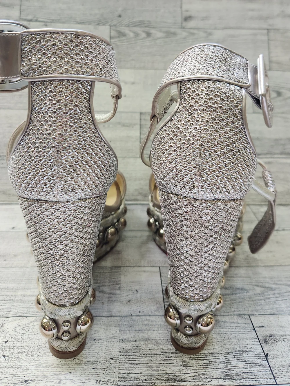 Christian Louboutin Chocazeppa 120 Glitter Diamanté Specchio Wedge Sandals